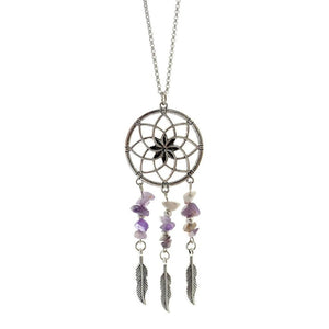 Long Necklace With Dream Catcher With Amethyst