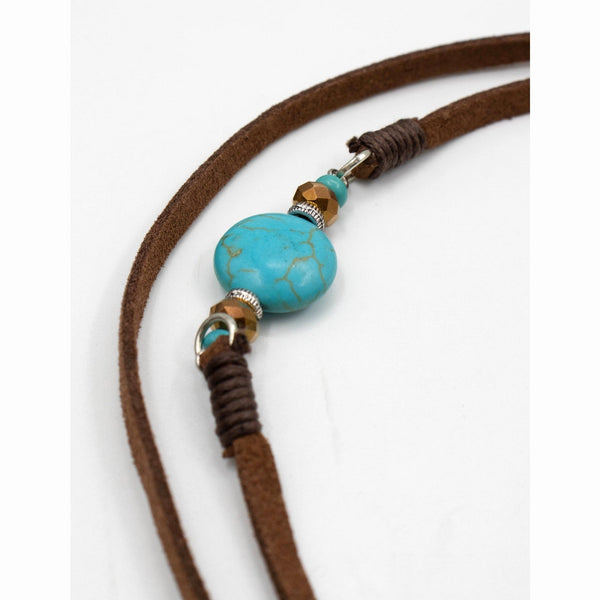 Long Necklace With Feather & Rhinestone Pendant