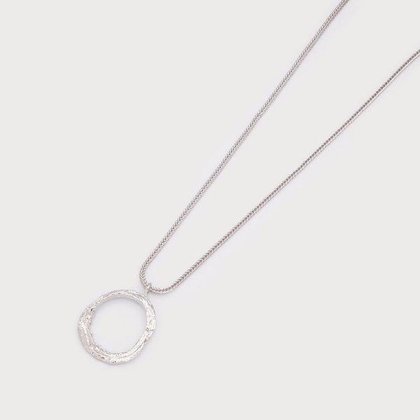 Long Necklace With Hammered Ring Pendant - Lady of the Lake