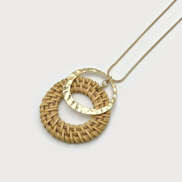 Long Necklace With Raffia Pendant - Lady of the Lake
