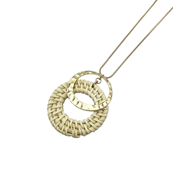 Long Necklace With Raffia Pendant - Lady of the Lake