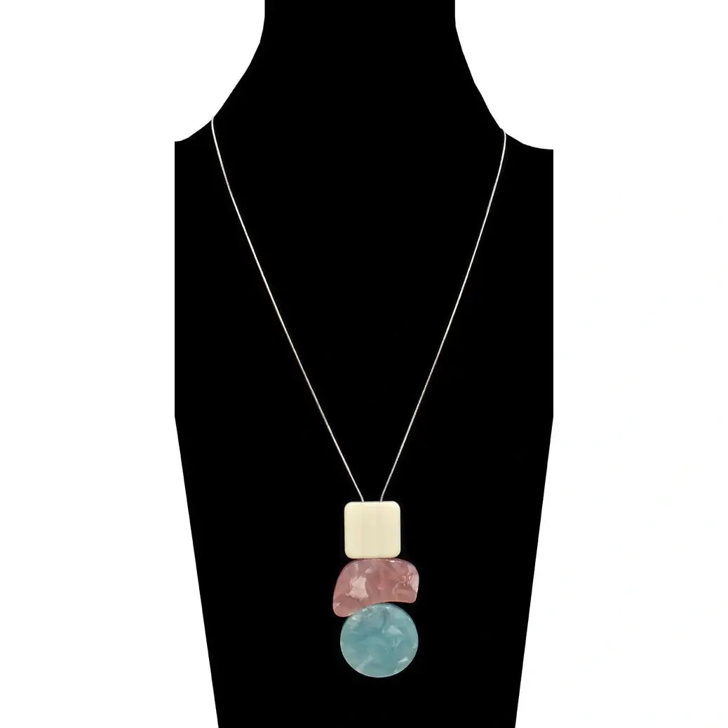 Long Necklace With Resin Pendants