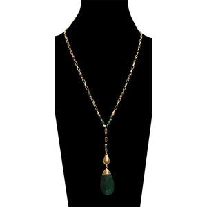 Long Necklace With Semi Precious Drop Pendant