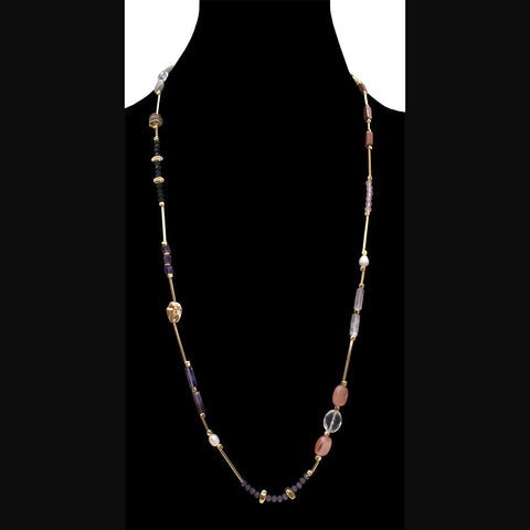 Long Necklace With Semi Precious Stones