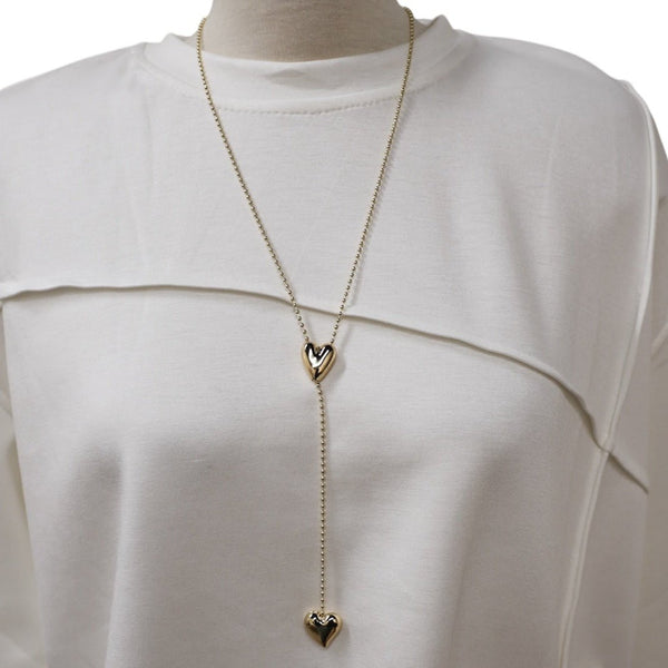 Long Necklace With Shiny Hearts - Lady of the Lake