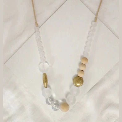 Long Necklace With Wooden & Acrylic Beads