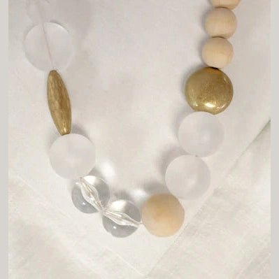 Long Necklace With Wooden & Acrylic Beads