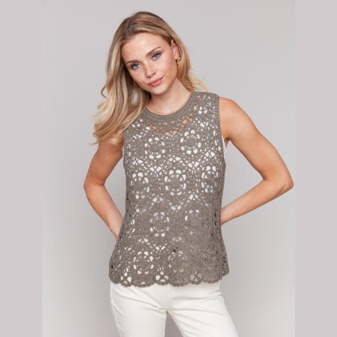 Lottie Sleeveless Floral Cotton Crochet Top - Lady of the Lake