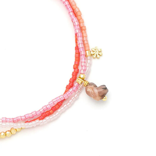 Love | Rhodocrosite - Mixed Media Bracelet / Necklace - Lady of the Lake