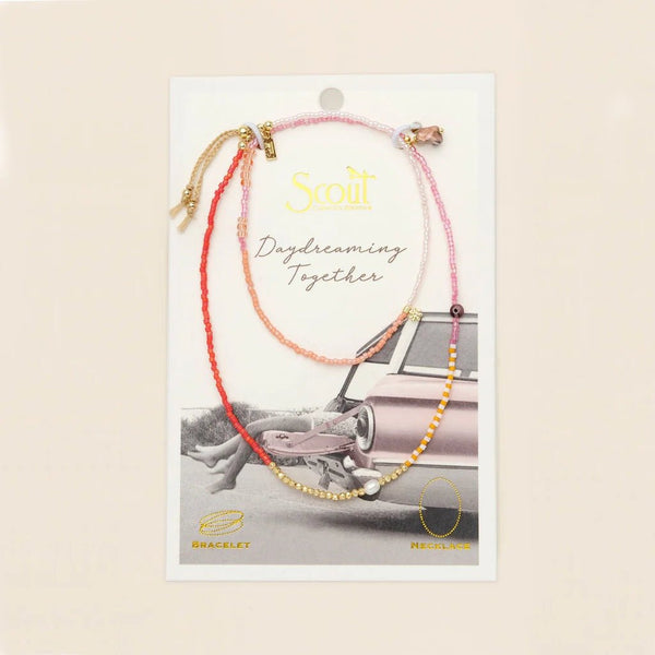 Love | Rhodocrosite - Mixed Media Bracelet / Necklace - Lady of the Lake