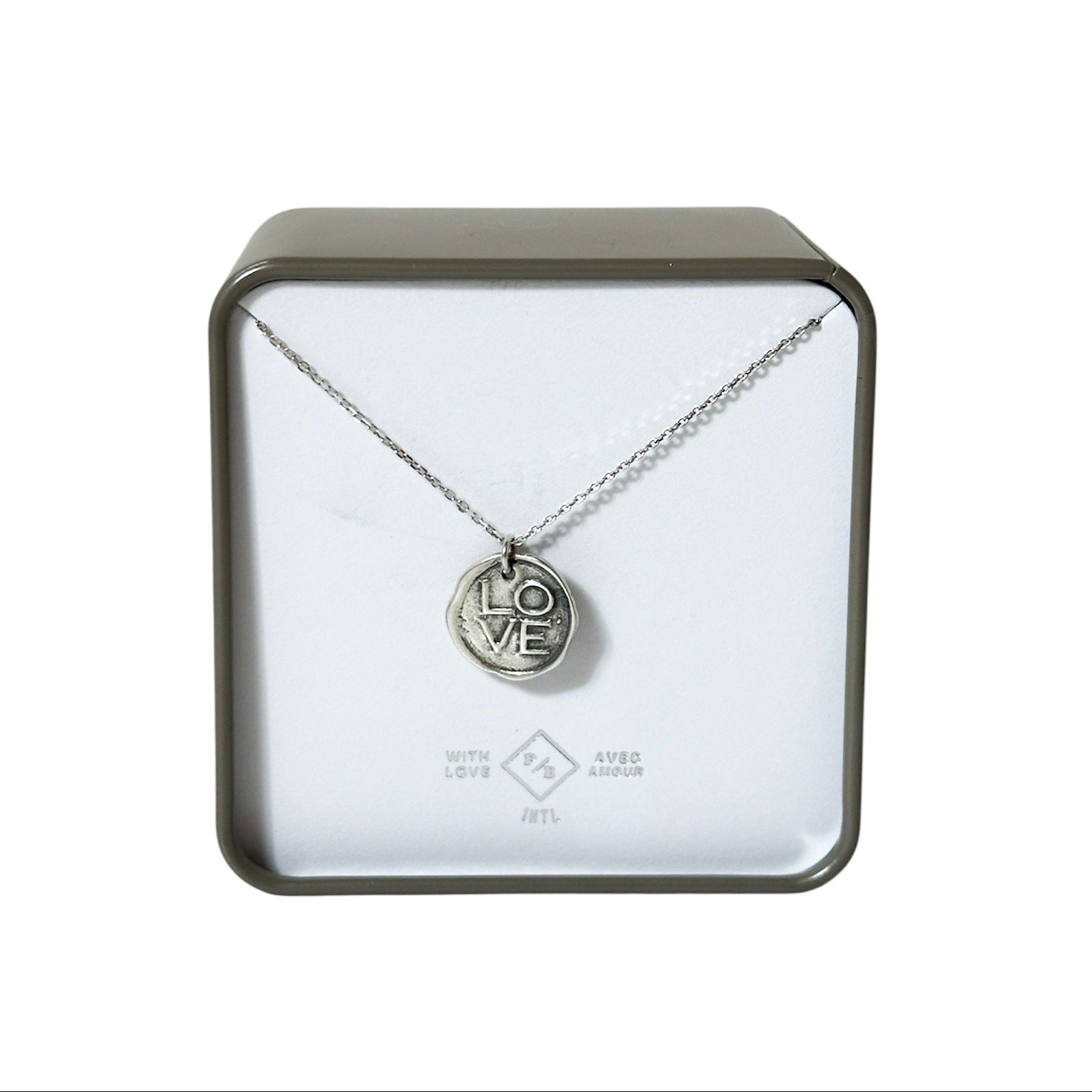 L.O.V.E. Stamped Pendant Necklace In Sterling Silver - Lady of the Lake