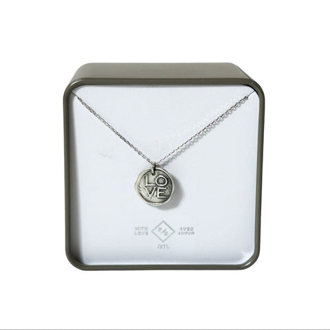 L.O.V.E. Stamped Pendant Necklace In Sterling Silver - Lady of the Lake