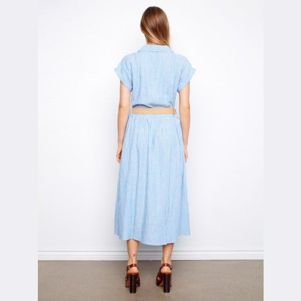 Lucille Striped Linen Blend Maxi Dress With Belt - Lady of the Lake