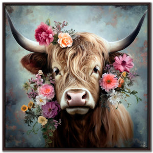 Majestic Moo I - Hand Embellished Canvas In Floating Frame