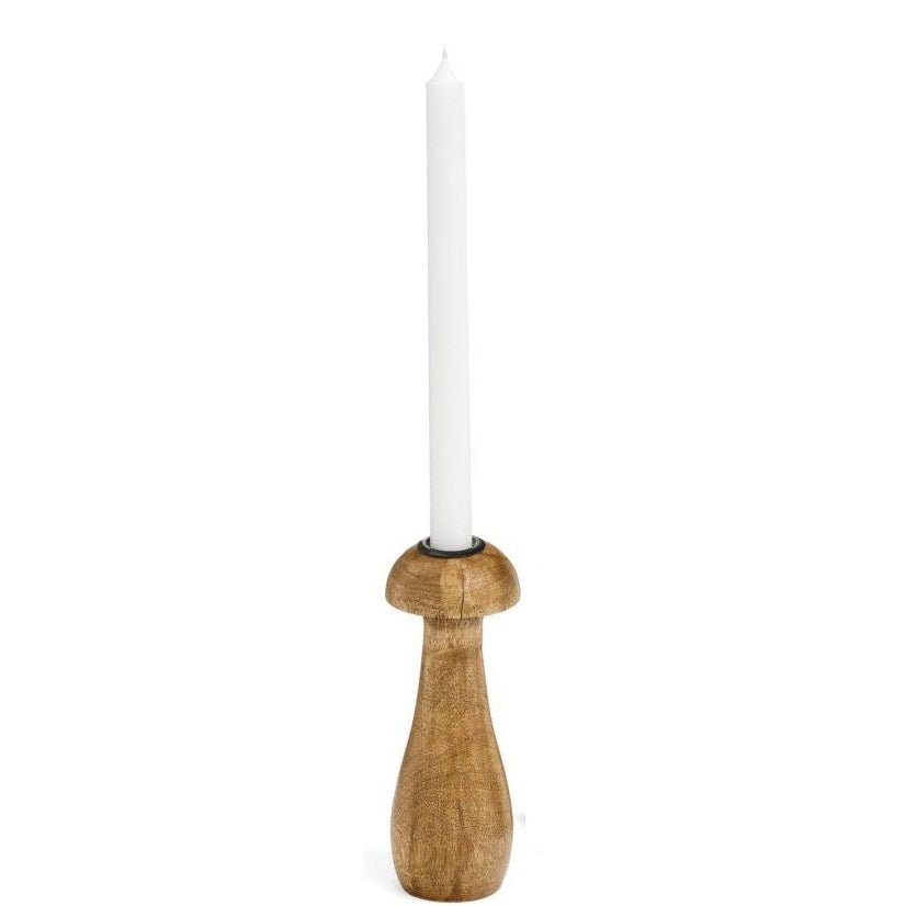 Mango Wood Mushroom Shaped Taper Candle Holder