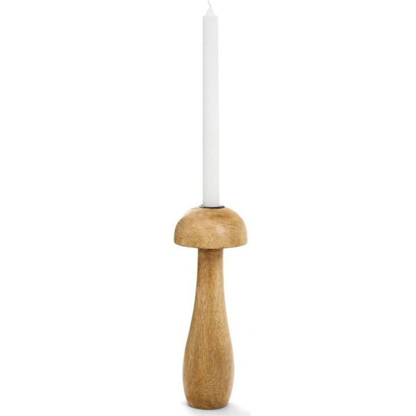 Mango Wood Mushroom Shaped Taper Candle Holder