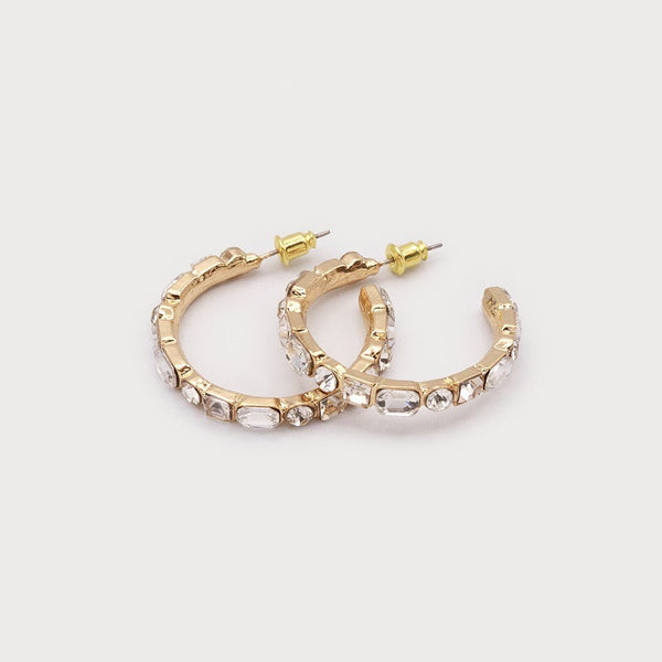 Marjorie Classic Hoop Earrings With Crystals - Lady of the Lake