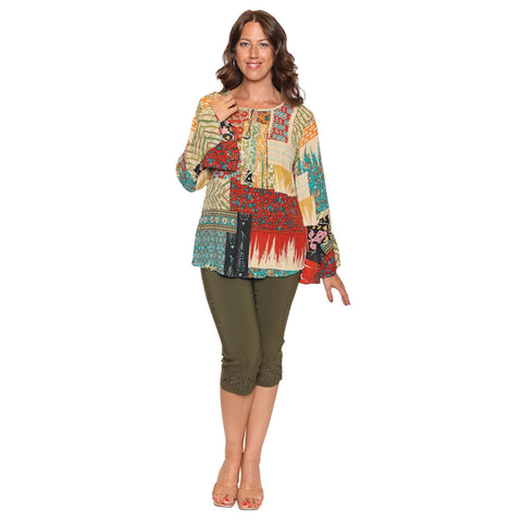 Megan Crinkled Printed Top - Lady of the Lake