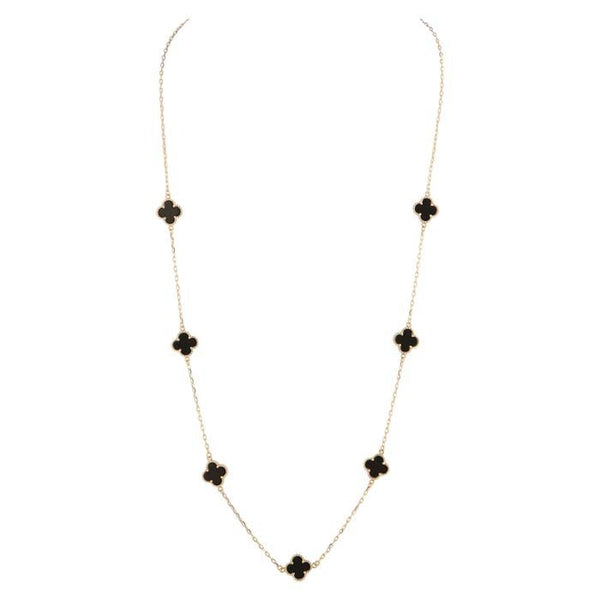 Mila Long Necklace With Four Leaf Clover - Lady of the Lake