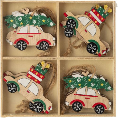 Mini Car With Tree Ornaments - Set of 8