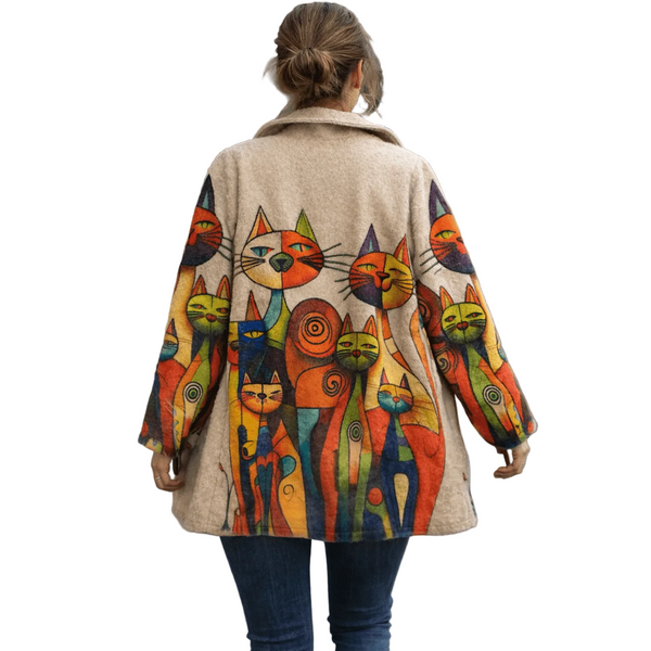 Modern Feline Print Coat - Lady of the Lake