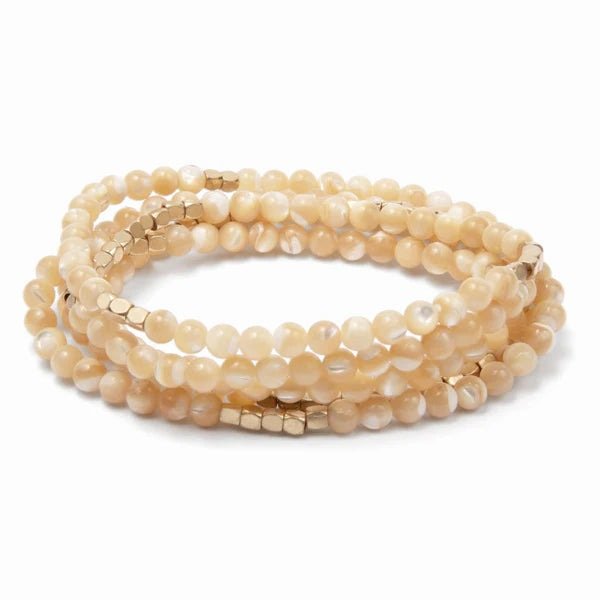 Mother Of Pearl - Stone Of Prosperity - Wrap Bracelet / Necklace