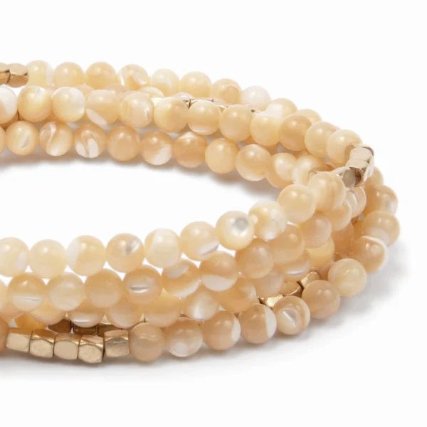 Mother Of Pearl - Stone Of Prosperity - Wrap Bracelet / Necklace