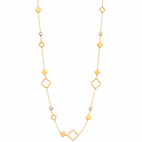 Multi 4-Leaf Clover Long Necklace