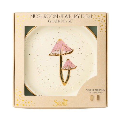 Mushroom Jewelry Dish & Stud Earring Set