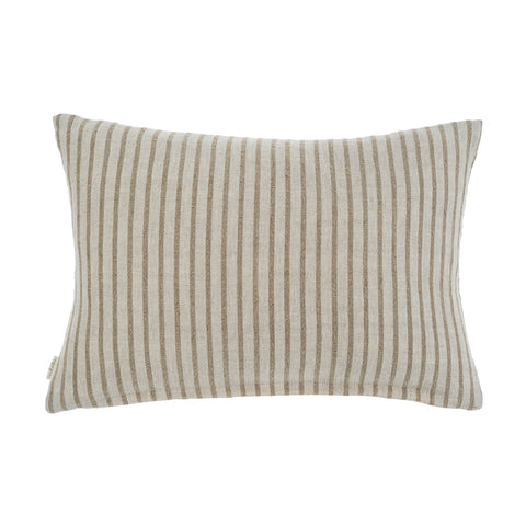 Natural Pinstripe Linen Lumbar Pillow