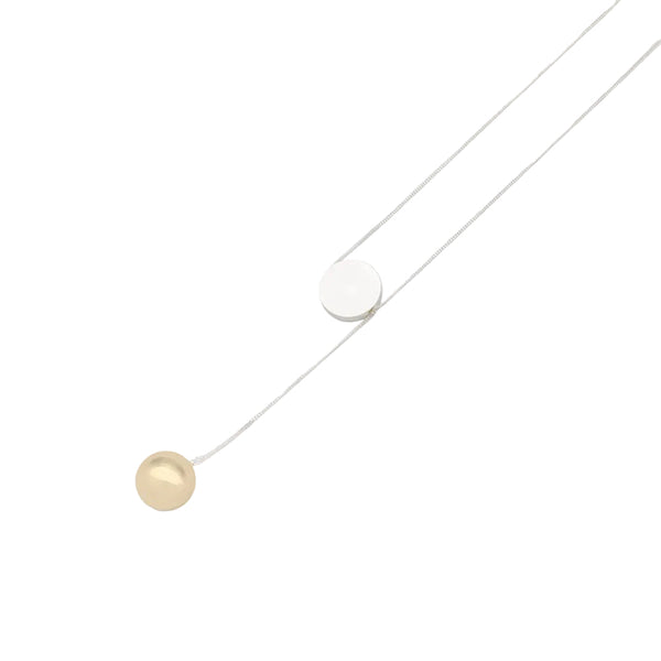 Necklace With Delicate Slip Metallic Sphere Pendant - Lady of the Lake