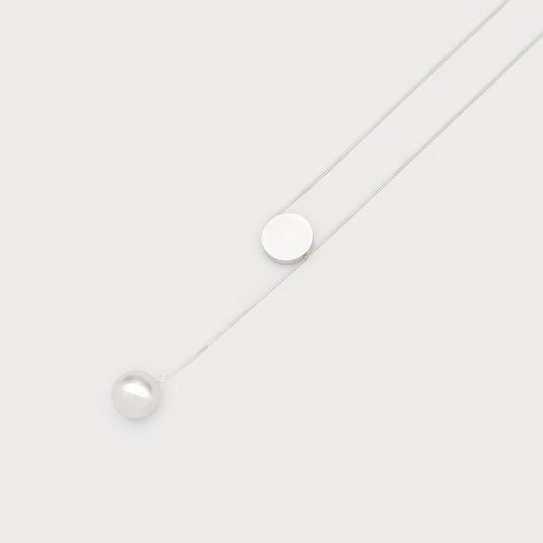 Necklace With Delicate Slip Metallic Sphere Pendant - Lady of the Lake