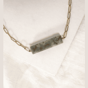 Necklace With Rectangle Marble Stone