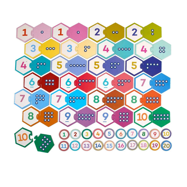 Numbers Hexagon Puzzle Pairs - Lady of the Lake