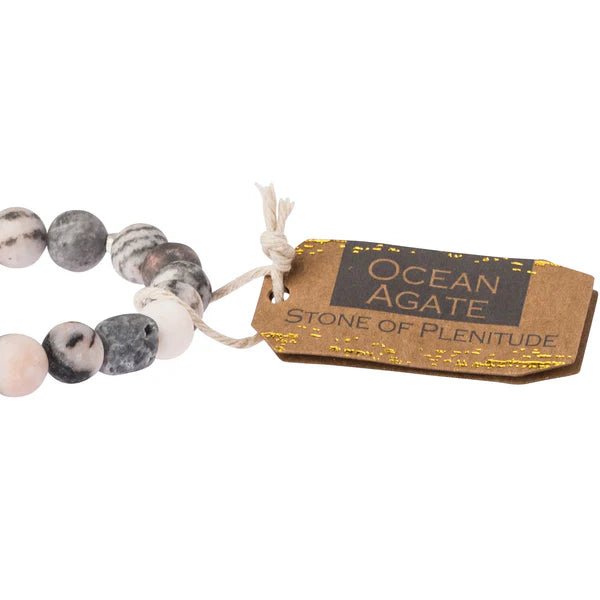 Ocean Agate Stone Stack Bracelet - Stone of Plentitude - Lady of the Lake