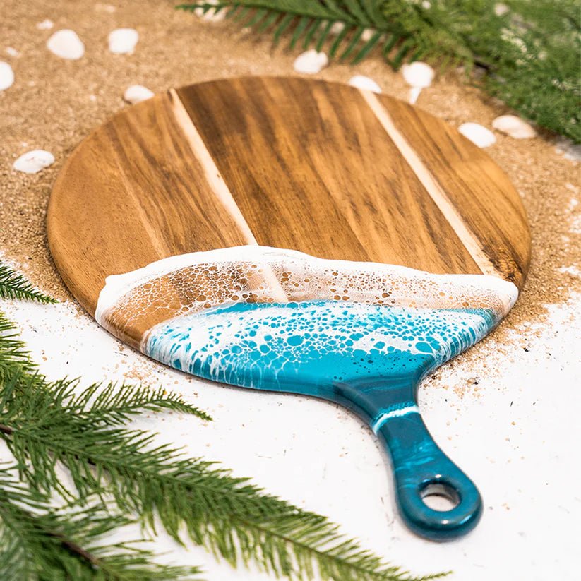 Ocean Vibes Round Paddle Acacia Cheese Board