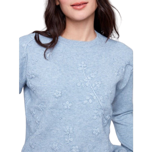Octavia Crew Neck Sweater with Tonal Embroidery - Lady of the Lake