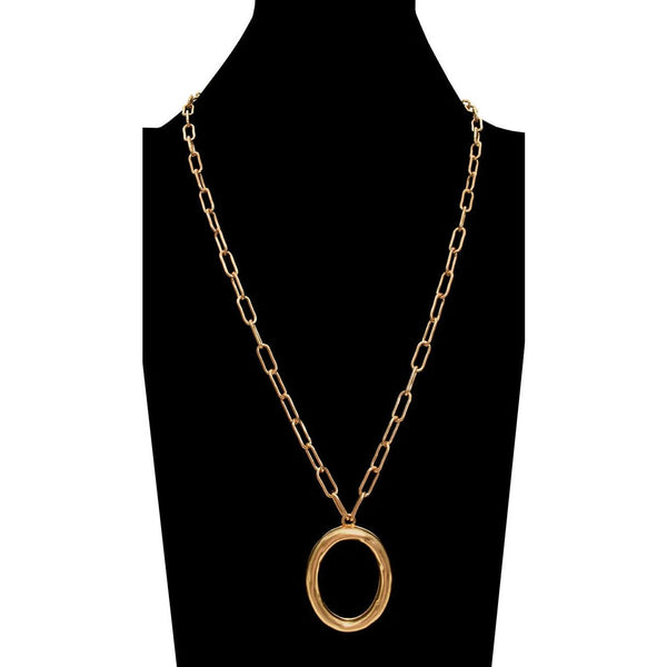 Oval Pendant Long Chain Necklace - Lady of the Lake