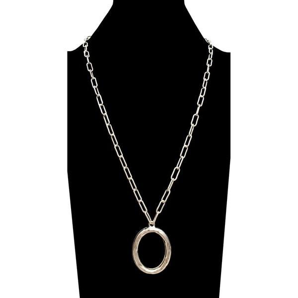 Oval Pendant Long Chain Necklace - Lady of the Lake