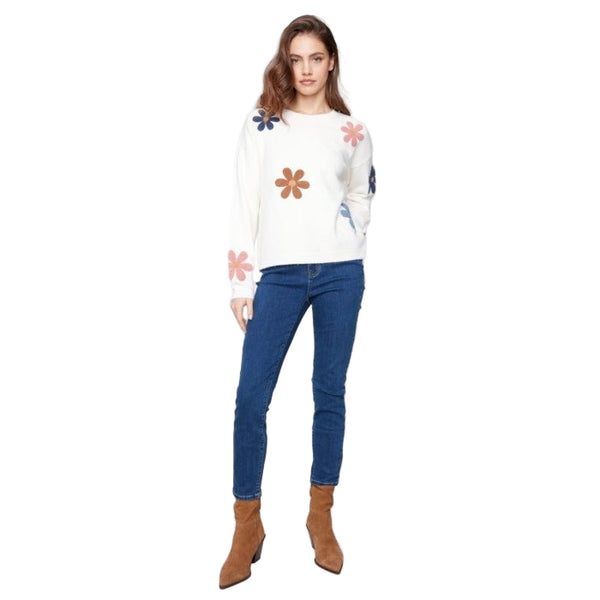 Paige Plush Sweater With Boucle Flowers - Lady of the Lake