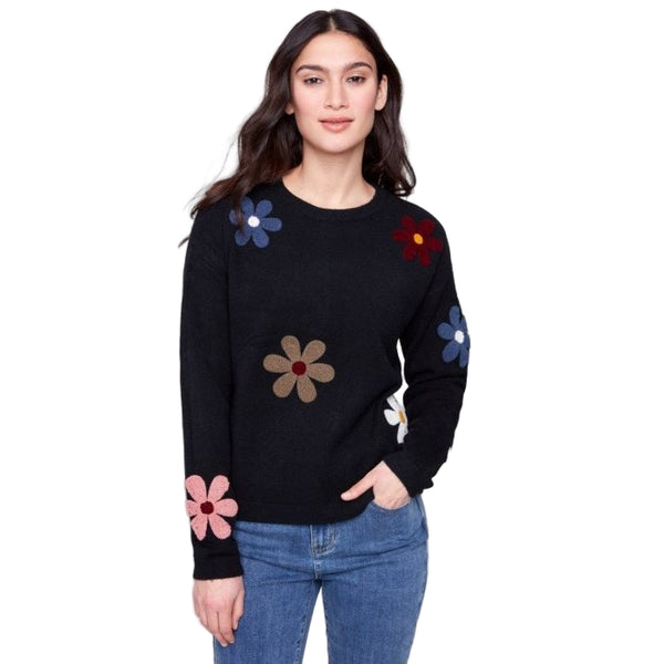 Paige Plush Sweater With Boucle Flowers - Lady of the Lake