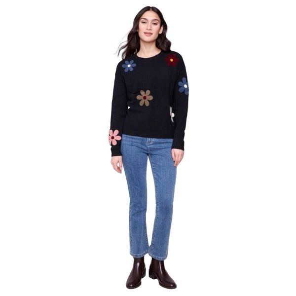 Paige Plush Sweater With Boucle Flowers - Lady of the Lake