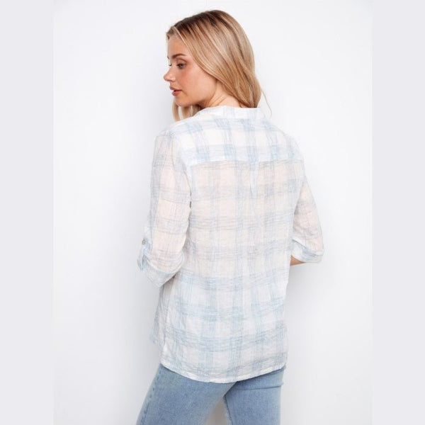 Paige Printed Cotton Voile Half - Button Blouse - Lady of the Lake