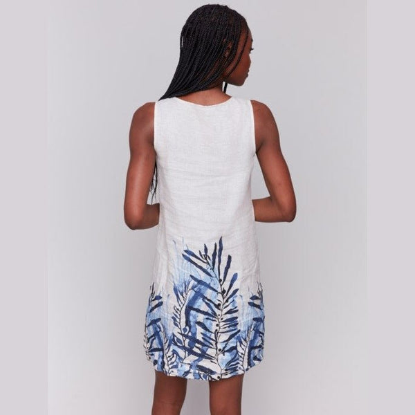 Paige Printed Sleeveless Linen Blend Dress - Lady of the Lake