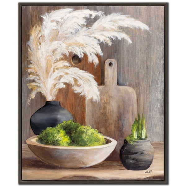 Pampas Grass I - Hand Embellished Canvas In Floating Frame - Lady of the Lake