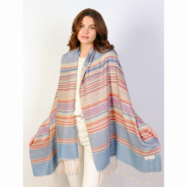 Pashmina Scarf - Stripes & Circle Geometric