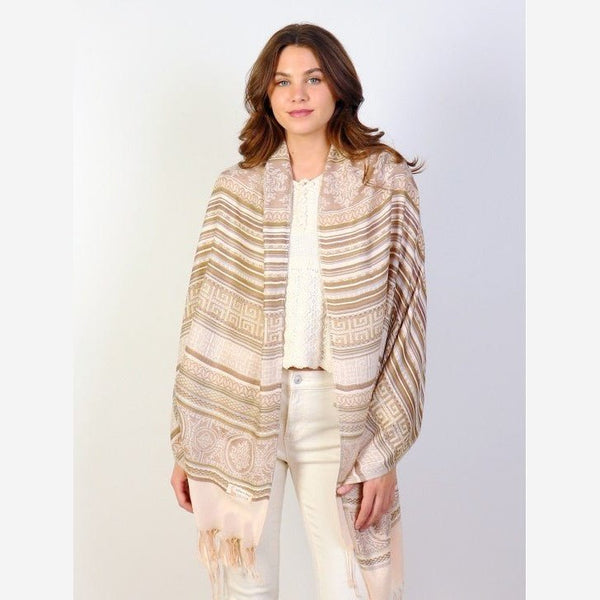 Pashmina Scarf - Stripes & Circle Geometric