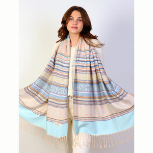 Pashmina Scarf - Stripes & Circle Geometric