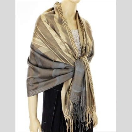 Pashmina Scarf - Tones Of Grey & Gold