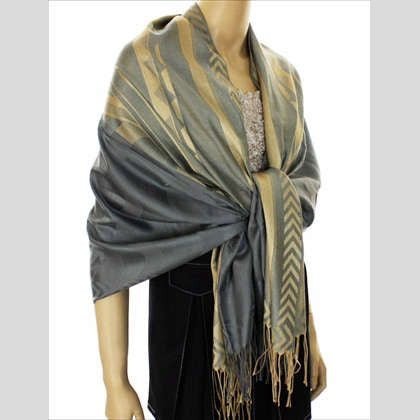 Pashmina Scarf - Tones Of Grey & Gold